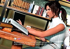Lara Croft cosplayer finds a hidden glory hole in the college bathroom