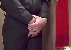 Twink ass rimmed by old priest and bareback fucked hard