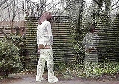 transsexual stroking drubbing smokin' outdoor pee