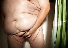 ginormous man showering