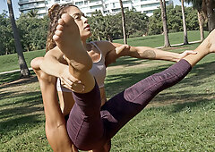 Amateur Brazilian MILF Stretching Outside Before Hardcore Mouth Fucking