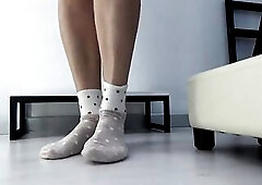 Trying on Colorful Socks