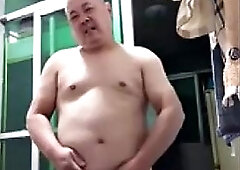 Str8 Asian step dad playing with asshole too