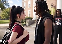 Quiet Oriental With Biggest Breasts Takes a Biggest Ebony Schlong - Candy AI