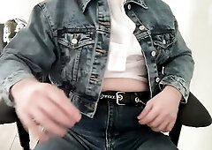 I wear my fresh wide leg jeans, white cropped blouse and jeans jacket. I will suck dongs in my office during the entire day in the restroom. My wife i