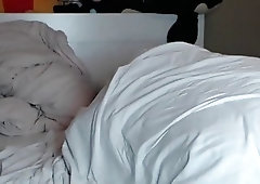 Adorable blonde shemale vigorously jerks off and cums big loads