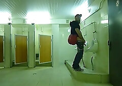 Str8 guy stroke in public toilet