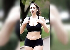 Hawt sporty chicks flashing their titties at the park - 1 [AI]