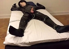 Spandex, latex, man masturbate latex