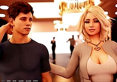 Busty mommy in Renpy visual novel gameplay