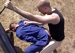 Hairy German farmer joins naked fetish trio in wild outdoor action