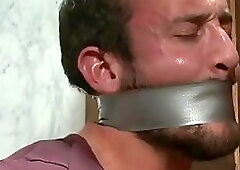 Hot Cop Gets captured and Edged in a gloryhole bathroom