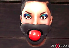 Im Your Step Mom! Ball Gagged Girl In Restraints Gets Fucked Hard In The Basement With Car Toon