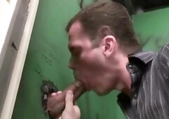 GloryholeAndHandjobs: Nasty licking big black cock in bar