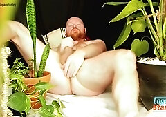 Watching porn and showing off my hairy manhood while jerkin' in the jungle