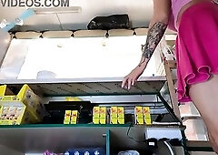 Hawt bitch upskirted at work by her filthy and nasty boss