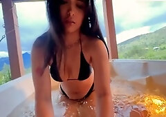 POV: A stunning babe with a fantastic butt passionately gets it on in the outdoor jacuzzi - part one