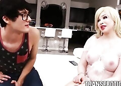 Twink Ashton Abrahms bangs his breasty t-girl stepmom Sarina Valentina