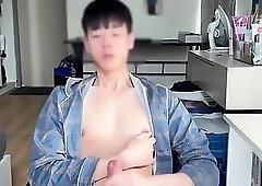 Handsome man jerk his big cock off