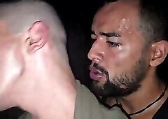 He ate the skinny guy's ass without a condom in Glory Hole.