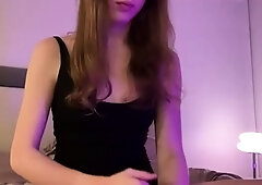 Small tit nubile in stockings masturbates