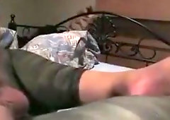 Wanking in camo tights