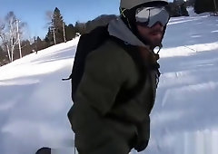 Dude Wanking After Day of Skiing