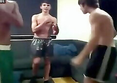 Threesome cute twinks game and show