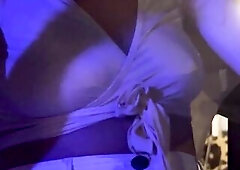 My glamorous melons and pierced nipps are bare wearing a semi sheer constricted top during the time that I spend a night out at a bar by the sea. Taki
