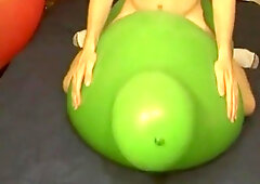 Phat green balloon railing plowing jizm