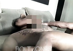 Huge ebony woman, 1.90 meters tall, giving anal-act of love out of a cum drum after a swingers party.