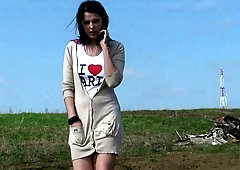 This lewd whore doesn't need a toilet to pee and she is a nature freak