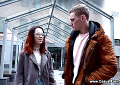 Ugly red haired student turned out to be hot and insatiable bitch