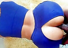 ItalianBf:Monster ebony schlong destroys large booty Latin chick.