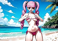 One Piece Sweethearts - One Piece female characters dancing in bikini topless and undressed - AI Generated