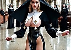 A Hawt nun is serving in the church 1 (AI-generated) (No live-action) (NSFW)