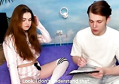 A classmate came to visit a classmate to aid her with her homework. During the discussions, the chap began to touch the angel, and the hotty responded