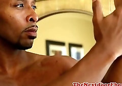 Muscular black hunk wanking his bbc