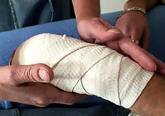 Hairy blonde mother inlaw rides his big dick