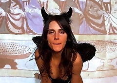 Cute curly brunette solo webcam masturbation