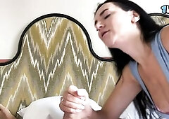 Caught my concupiscent stepmom with a sex toy and banged her hard