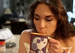 Cute curly brunette solo webcam masturbation