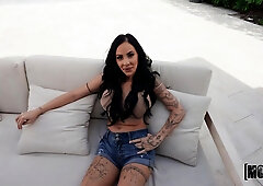 Tattooed Brunette MILF Danai Gets Stretched Out Outdoors by the Pool: JMac and Danae Mari