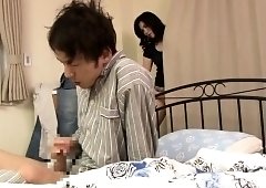 Slender Asian milf with nice tits loves them young and horny