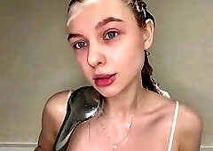 Shower wet clothes and wet soap holes