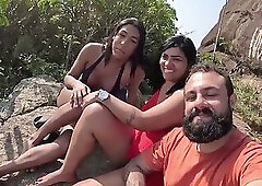 Baianinha Trans Fucks Couple on the Beach