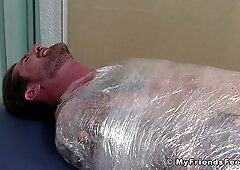 Jock Clint packaged up to have his soles kittled DOMINATION & SUBMISSION fashion