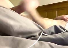 Under the Adorns Fapping while Homie in same Apartment. Warm Nutting Gay-For-Pay Dude Milking, Cum Shot