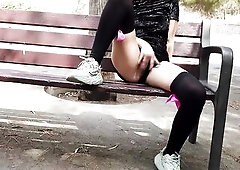 Eager Squirt outdoors Public Masturbation