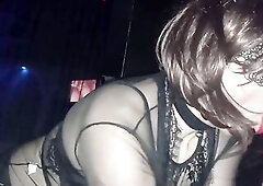 CROSSDRESSER in HOT EBONY UNDERWARE in SWINGER CLUB CHARLIE PRIVEE BARCELONA